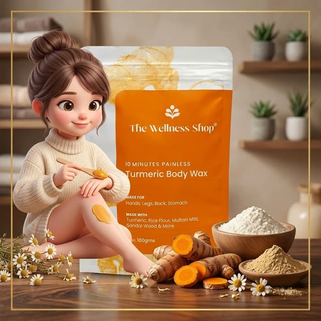 Wellness Shop Turmeric Facial Wax Powder - Natural Painless Hair Removal